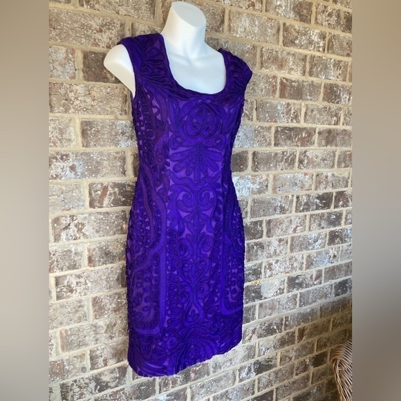 Sue Wong Purple Embroidered Sheath Dress-0 - Picture 9 of 12